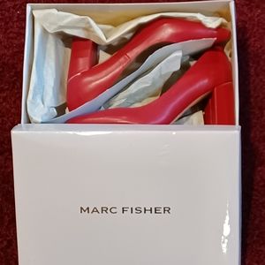 Marc Fisher 7M viviene red leather heel pump shoes